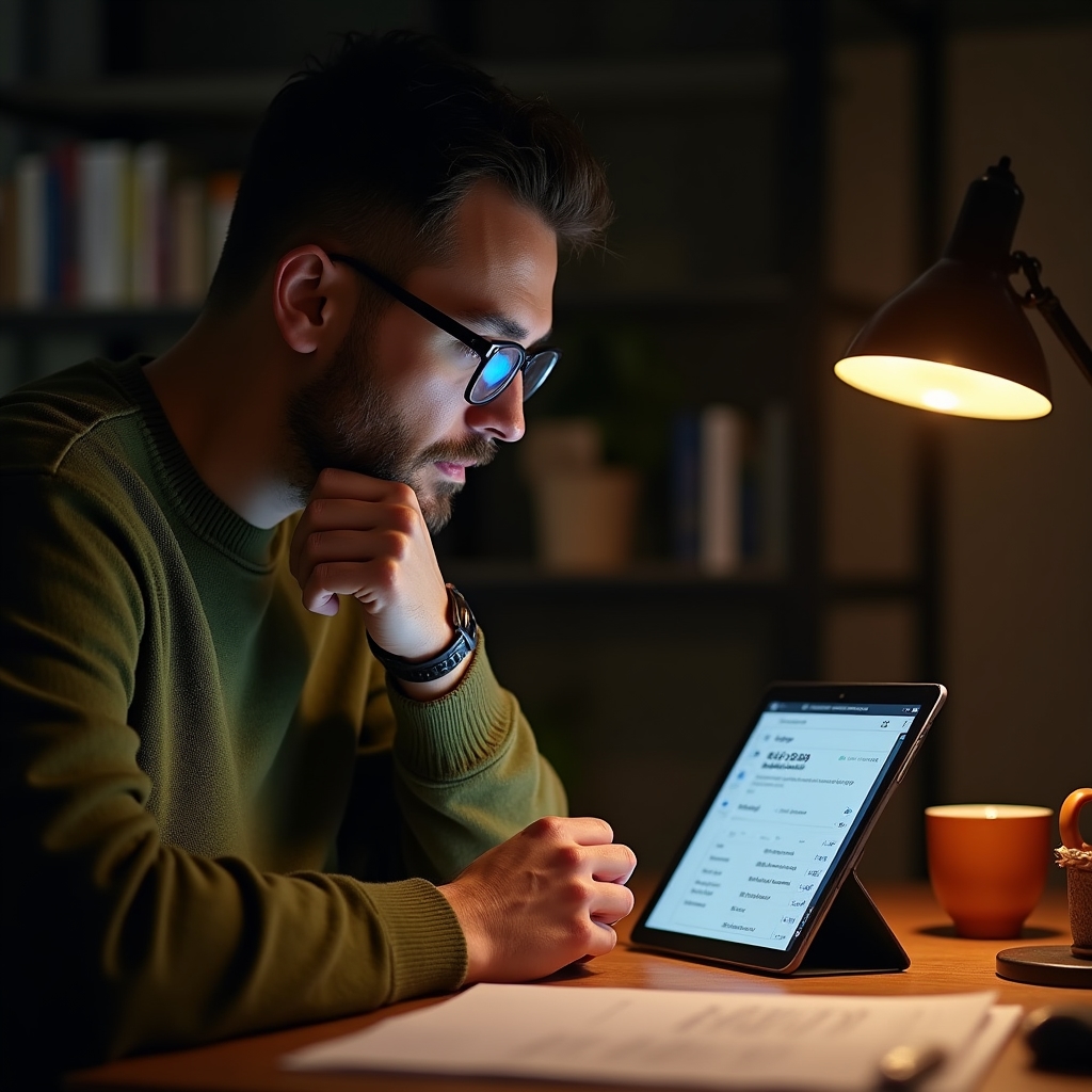 Editor building an SEO content brief with competitor gap analysis displayed on a tablet